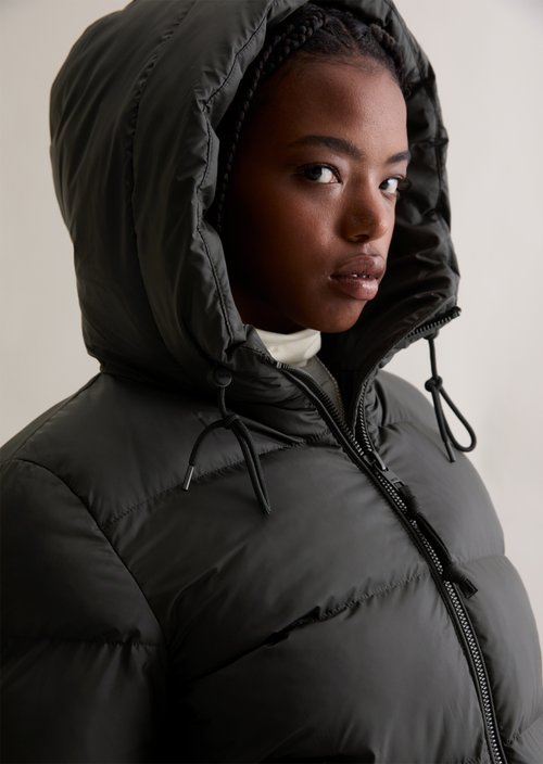 Puffer jacket with hood regular — Black