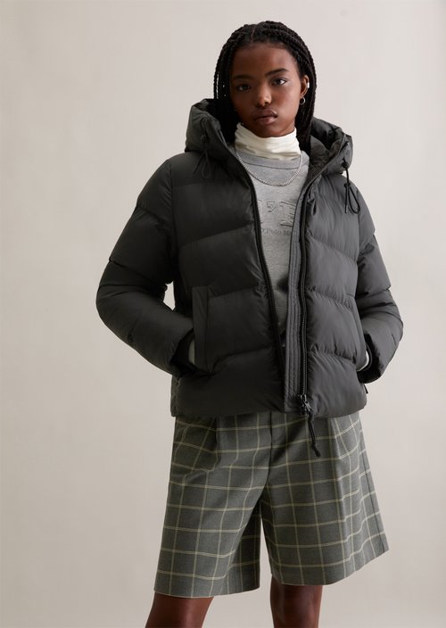Puffer jacket with hood regular — Black