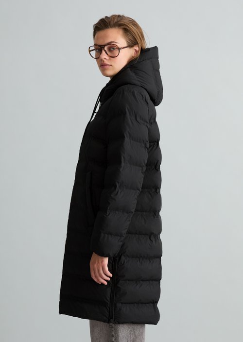 Hooded puffer coat regular — Black