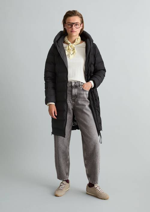 Hooded puffer coat regular Black in front view