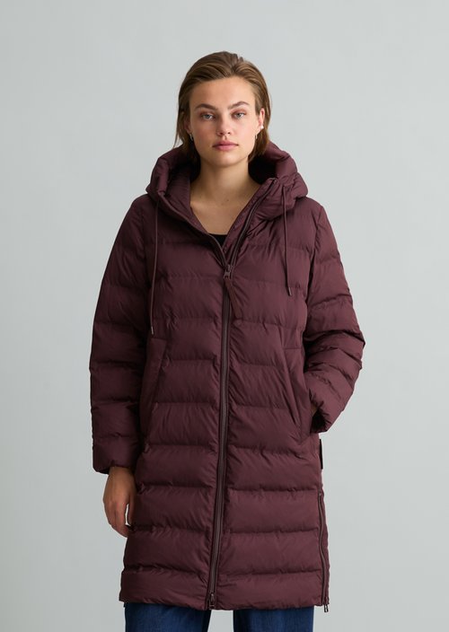Hooded puffer coat regular — Espresso Brown