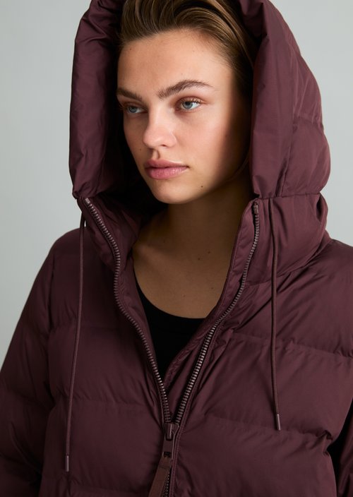 Hooded puffer coat regular — Espresso Brown