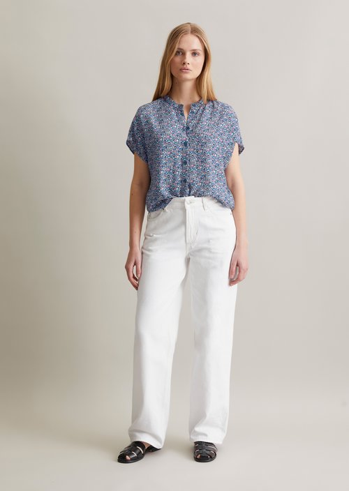 Relaxed cropped blouse — Medium Blue