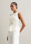 Blouse top shaped made from textured cotton dobby - white Blouse top shaped made from textured cotton dobby - white