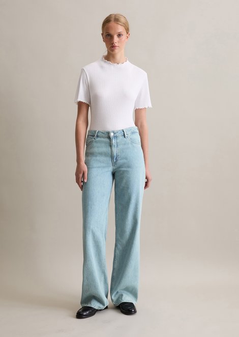 Marc O'Polo Jeans model Tomma wijd, Dames, blauw, 25/30, 47% Katoen, 33% Lyocell, 20% Linnen