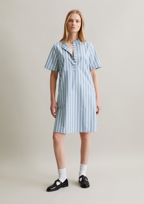 Striped shirt dress A-shape — Medium Blue
