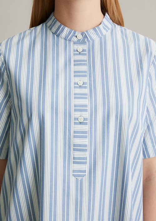 Striped shirt dress A-shape — Medium Blue