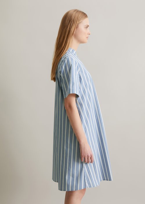 Striped shirt dress A-shape — Medium Blue