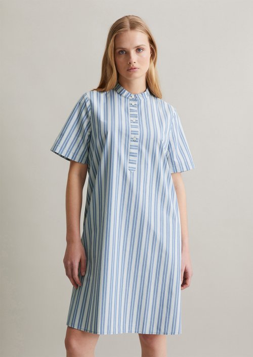Striped shirt dress A-shape — Medium Blue