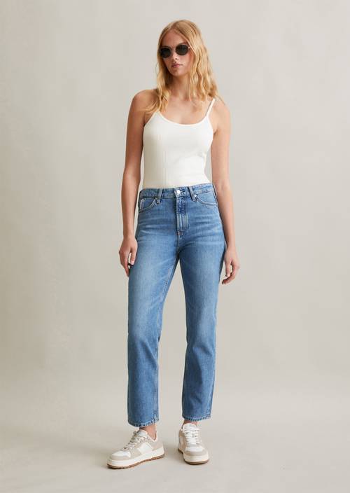 Jeans modèle Onna straight cropped sans stretch bleu Coupe