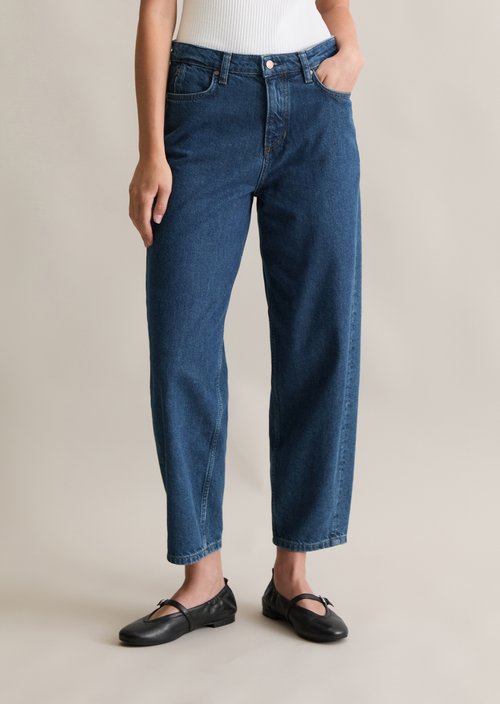 Jeans model Stine barrel cropped — Dark Blue