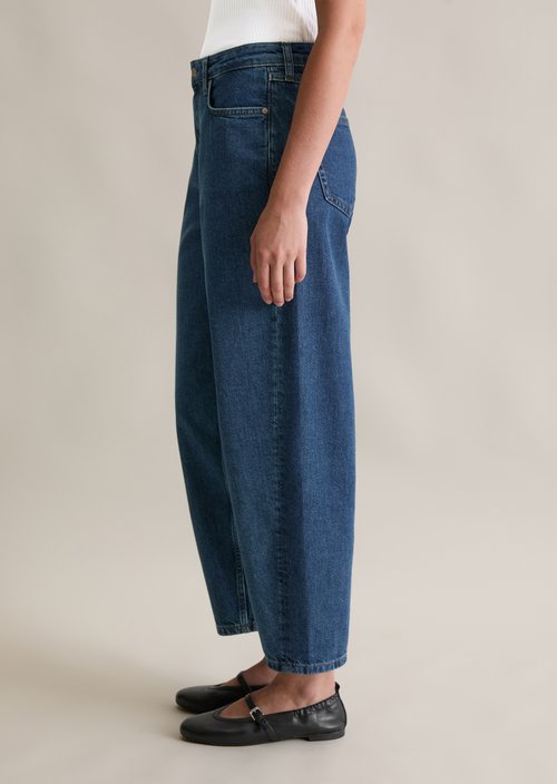 Jeans model Stine barrel cropped — Dark Blue