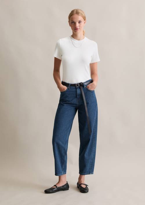 Jeans model Stine barrel cropped made from pure cotton blue