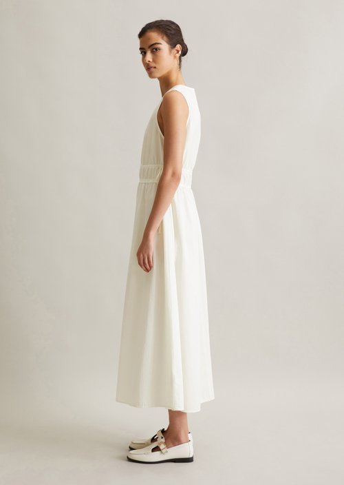 Shaped cotton dress — Silky White