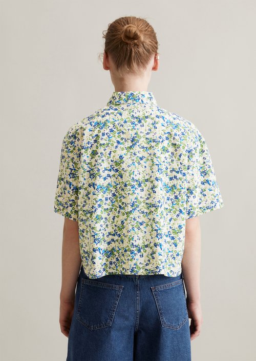Relaxed print short-sleeved blouse — Medium Blue