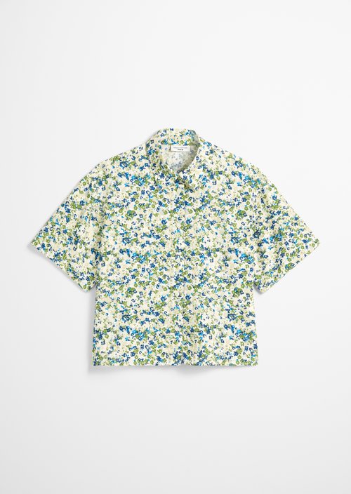 Relaxed print short-sleeved blouse — Medium Blue