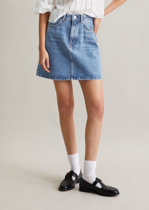 Regular denim mini skirt — Medium Blue