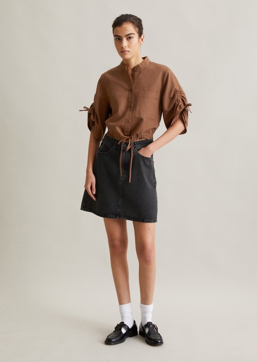 Regular denim mini skirt — Black