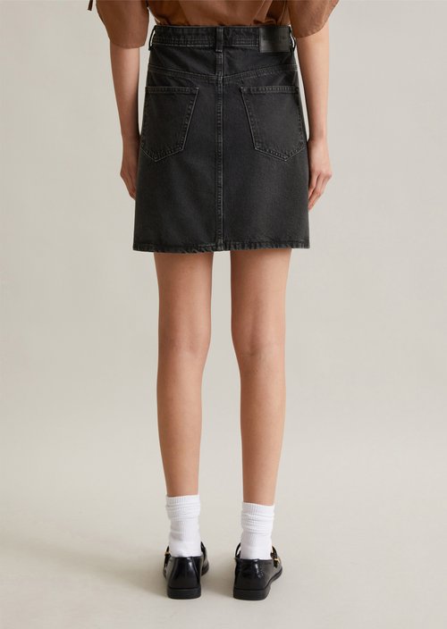 Regular denim mini skirt — Black