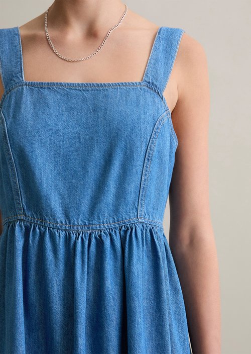 Relaxed denim dress — Aqua