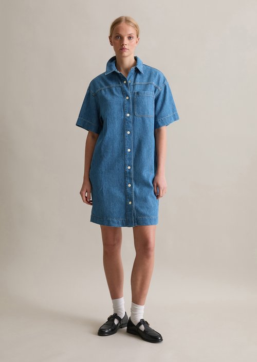 Relaxed denim dress — Aqua
