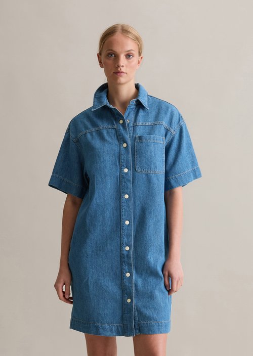 Relaxed denim dress — Aqua