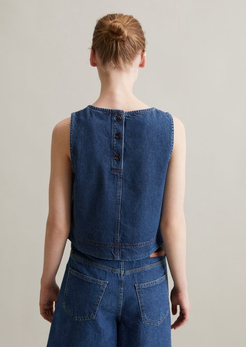 Cropped denim top — Dark Blue