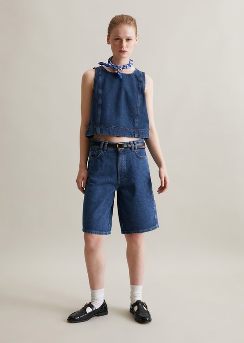 Cropped denim top — Dark Blue