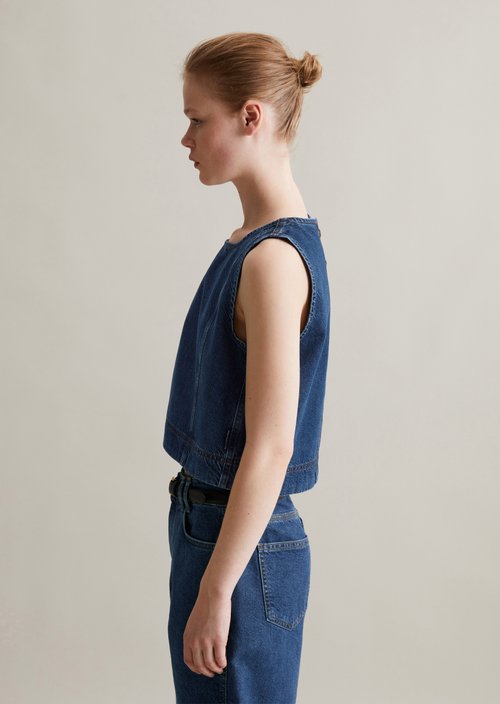 Cropped denim top — Dark Blue