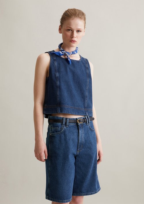 Cropped denim top — Dark Blue