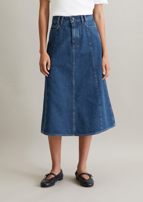 Midi denim skirt midi — Dark Blue