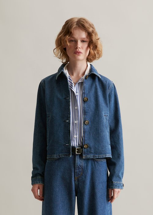 Cropped denim jacket — Dark Blue