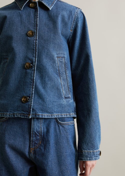 Cropped denim jacket — Dark Blue