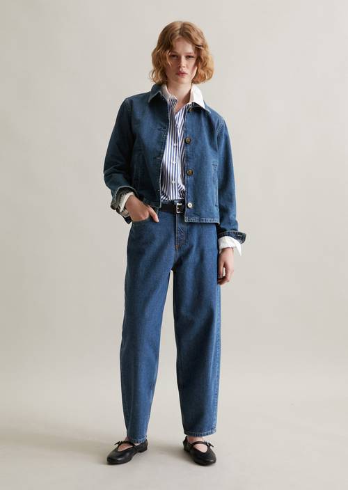 Jeansjacke cropped aus reinem Organic Cotton blau Jeansjacken