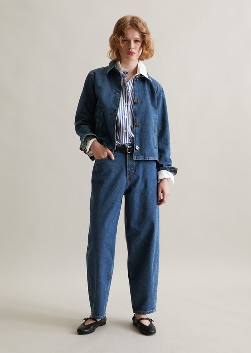 Cropped denim jacket — Dark Blue