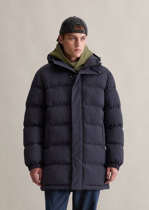 Hooded quilted coat — Blue Depths