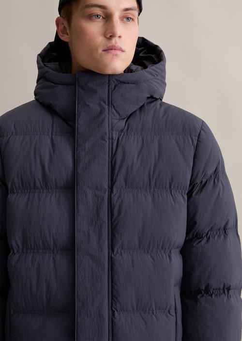 Hooded quilted coat — Blue Depths