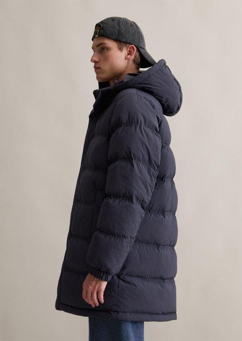 Hooded quilted coat — Blue Depths