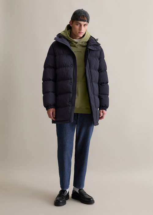 Hooded quilted coat — Blue Depths