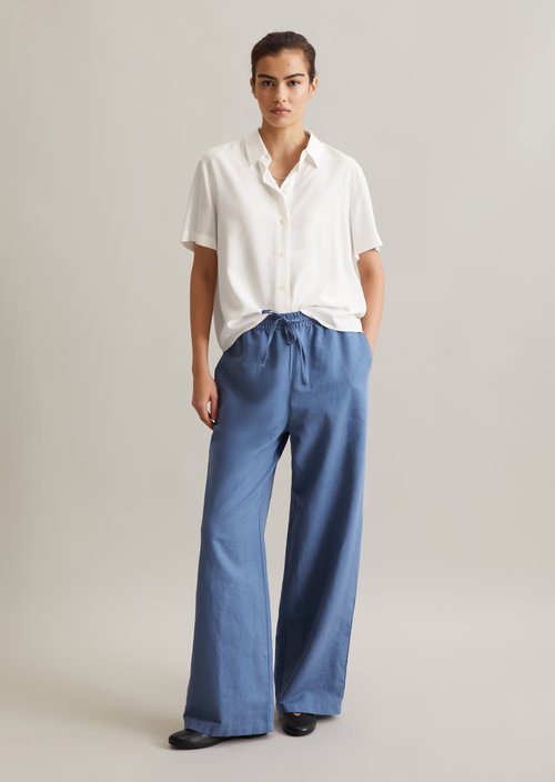 Relaxed short-sleeved blouse — Silky White