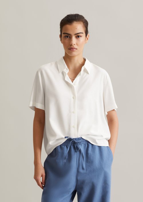 Relaxed short-sleeved blouse — Silky White