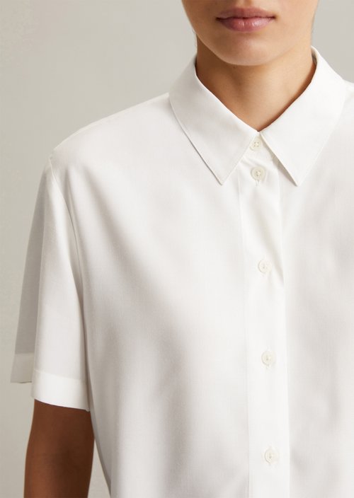 Relaxed short-sleeved blouse — Silky White