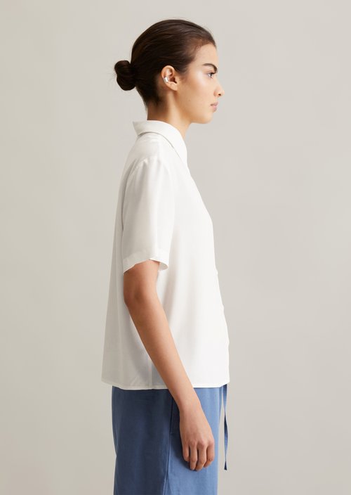 Relaxed short-sleeved blouse — Silky White