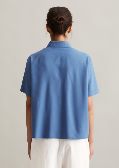 Relaxed short-sleeved blouse — Cerulean Blue