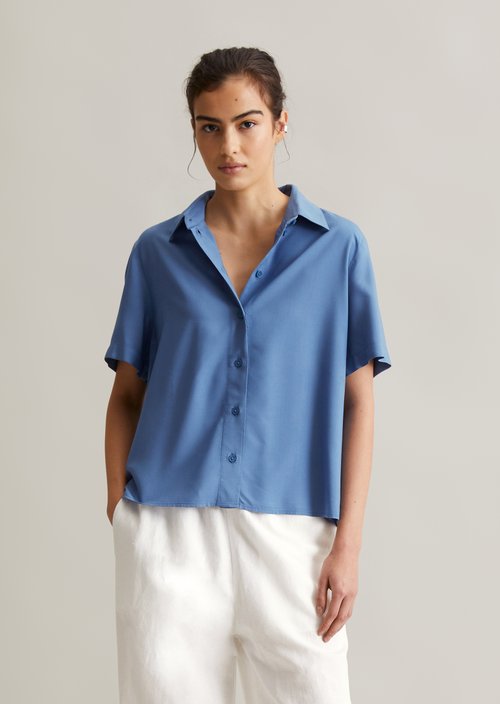 Relaxed short-sleeved blouse — Cerulean Blue
