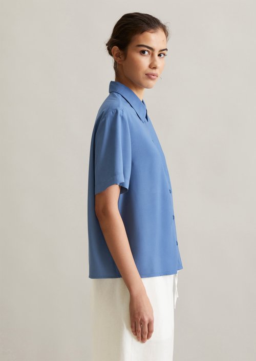 Relaxed short-sleeved blouse — Cerulean Blue
