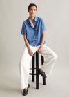 Marc O'Polo Relaxte blouse met korte mouwen, Dames, blauw, L, 100% Viscose