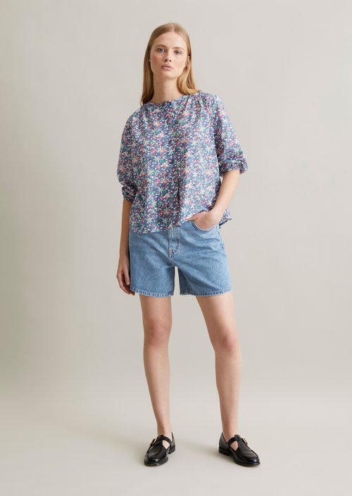 Relaxed print blouse — Medium Blue