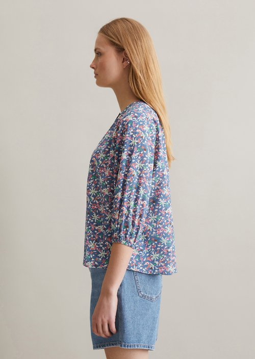 Relaxed print blouse — Medium Blue