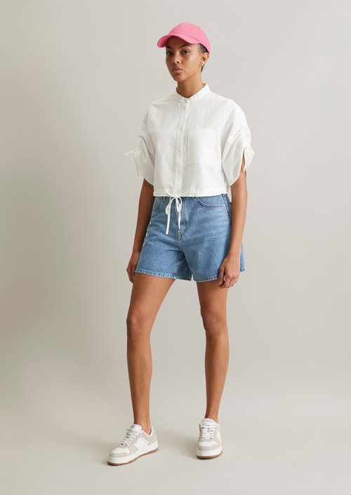 Relaxed short-sleeved blouse — Silky White